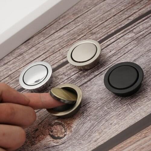 Hidden Door Handles Stainless Steel Recessed Flush Pull Cabinet Invisible Round Door Knobs Puller Furniture Handle Hardware