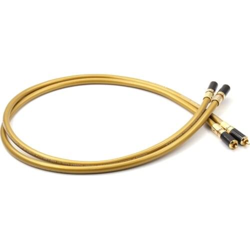 Yter Helexink Golden 5-C RCA Interconnect Cable With Carbon Fiber RCA Plug Connector