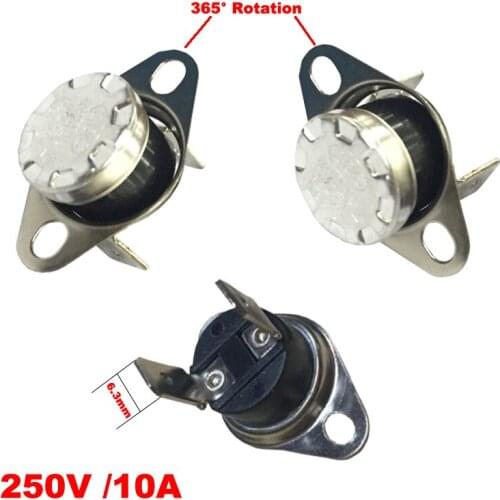 40 45 50 55 60 65 Degree Celsius AC 250V 10A KSD301 Rotatable Right Angle Normal Closed NC Themostat Temperature Control Switch