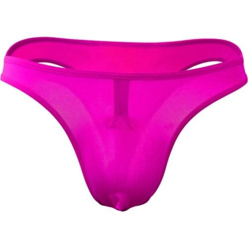 UNWE Super Sexy Mens Nylon Underwear Semi-transparent Low Rise Solid Color Sexy Male Panties Underpants