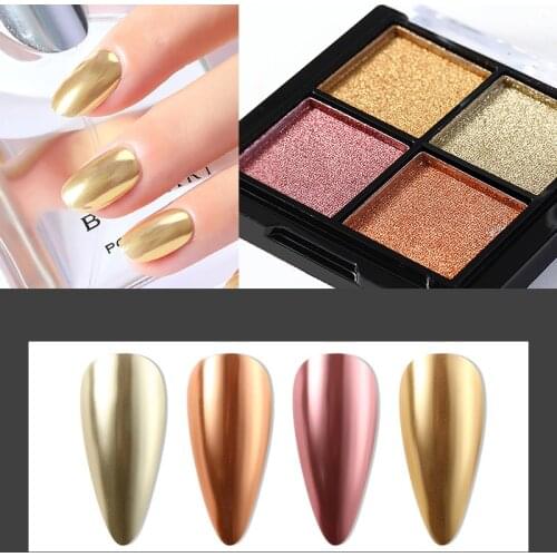 Solid Mirror Nail Art Glitters Powder Laser Mirror for Nails Decorations DIY Manicure Non-flying Powder Metallic Color Effect