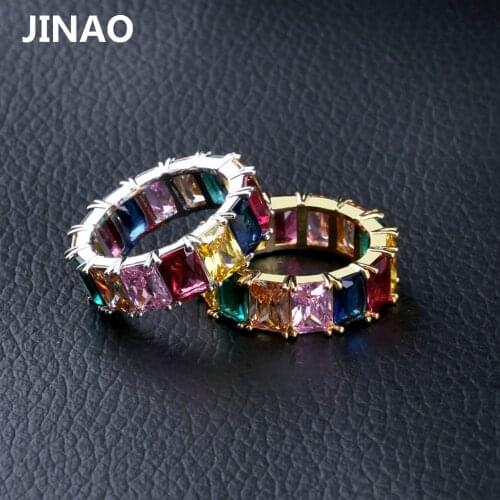 HIP Hop Colorful Cubic Zircon Men rings Fashion Gold Colors Classic Mens Punk Style Males Finger Rings Size 7-11