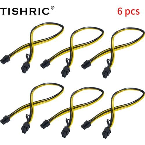 6Pcs TISHRIC Express PCI-E Female 6Pin 1 To 2 Male 8pin 6+2 Pin Video Card VGA Graphic Adapter Mining Machine Power Cord