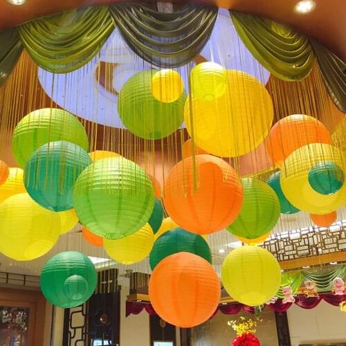 1PC 4lnch/10cm Colorful Chinese Round Hanging Paper Lanterns lamps Paper Crafts Party Festival Wedding Home DIY Decoration