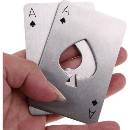 1 PCS Stainless Steel Beer Opener Bottle Openers Poker Playing Card of Spades Soda Bottle Cap Opener Kitchen Bar Tools