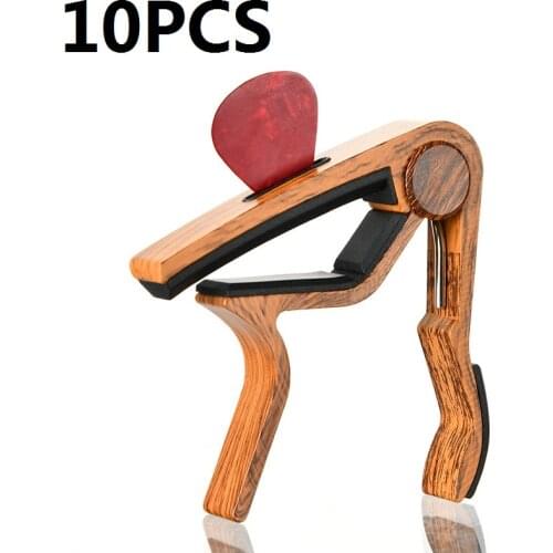 10 Pack Rosewood Color Guitar Capo Aluminum Alloy for Acoustic Electric Guitars with Pick holder