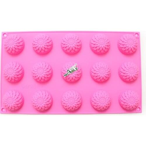 15 Cavity Silicone Soap Mold 3D Sunflower Shaped Mould Craft DIY Soap Making Tool