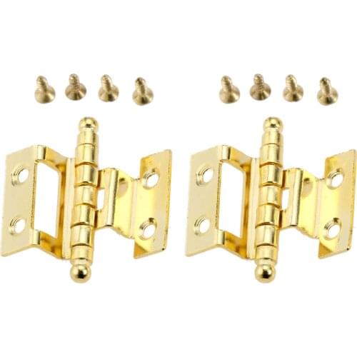 2pcs Hinges Double Folding Crown Hinge 40mm 8 Holes Gold Round Bead Head w/screws Cabinet Door Decor Vintage Wood Jewelry Box