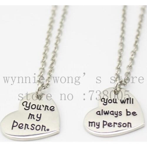 2015 Fashion For Greys Anatomy Quote Friendship "Your Are my Person "you will always be me person" Silver pendant necklace