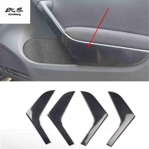 4pcs/lot Car stickers ABS carbon fiber grain Interior door armrest decoration cover for 2009-2013 Volkswagen VW golf 6 MK6