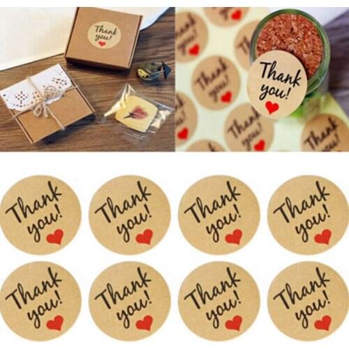 60pcs/pack Round Natural Kraft Handmade With Love Stickers Thank You Stickers For Wedding Decoration Party Decoration Stickers