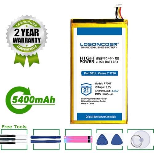 LOSONCOER Battery 5400mAh P706T Battery For DELL Venue 7 3730 Venue 8 3830 T02D P706T P708 T01C T02D002 T02D001 0CJP38 02PDJW