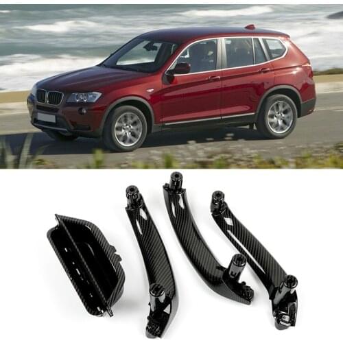 Car Carbon Fiber ABS Inner Door Panel Handle Cover Interior Door Pull Trim Bowl For-BMW X3 X4 F25 F26 2010-2016