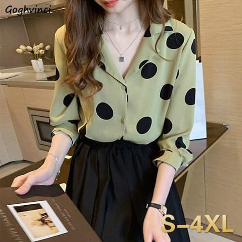 Blouses Women Polka Dot V-neck Chiffon Designed Ins Plus Size 4XL Simple All-match Elegant Streetwear Office Ladies Chic Shirts