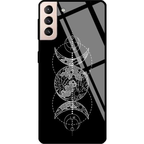 Triple moon wicca pagan wiccan witches Tempered Glass Cover For Samsung Galaxy S21 Ultra S20 FE S8 S9 S10 Plus Note 10 20 Case