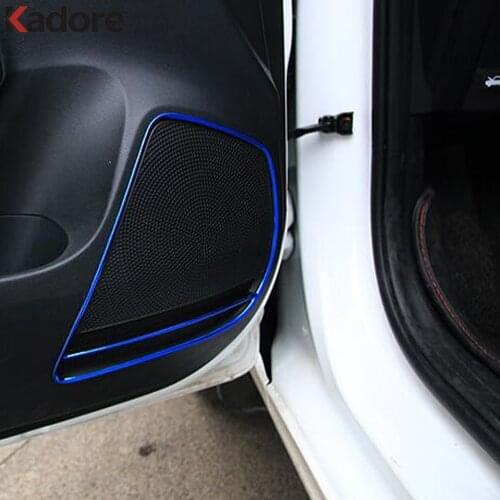 For Kia Rio 4 X-line 2018 2019 Stainless Steel Car Side Door Speaker Ring Circle Trim Door Sound Audio Speaker Cover Sticker