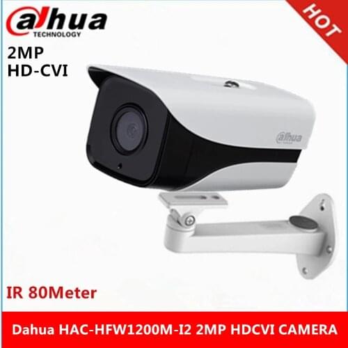 Dahua HDCVI Camera DH-HAC-HFW1200M-I2 HD 1080P 2MP built-in 2 leds IR 80m security cctv Camera with bracket