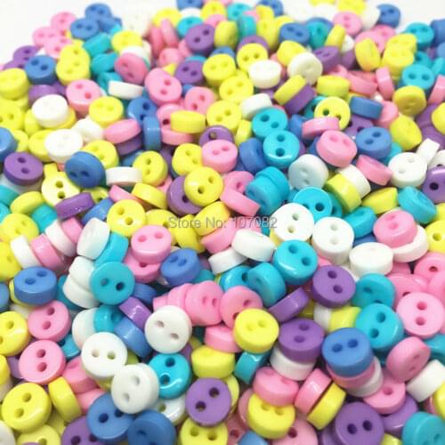 1000pcs Pastel Mixed 6mm Mini Tiny Buttons Resin Round Sewing Doll Clothes Button Embellishments Scrapbooking Cardmaking