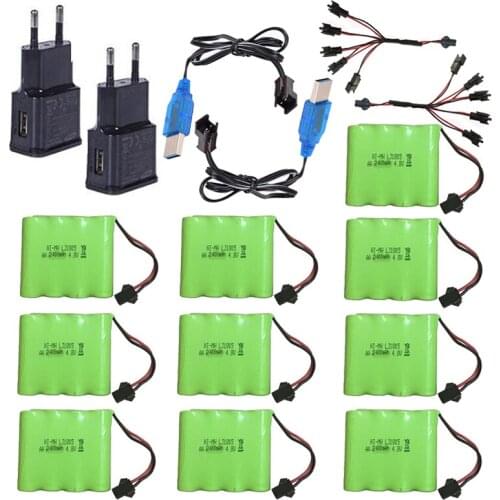 Lamsam 4.8V 2400mAh Ni-MH Battery With 5 in 1 Charger For Remote Control Toys Lighting Electric UJ99 AA Group RC Toys Battery