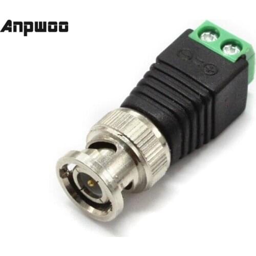 10pcs Male Metal BNC Connector with DC Connector Plug Screw Terminal UTP Video Balun for CCTV Surveillance Camera CCTV system