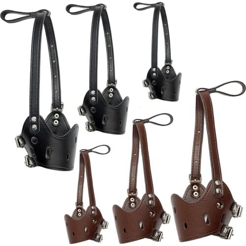 PU Leather Pet Dog Muzzle Adjustable Breathable Anti Bark Bite Chew Safety for Small Large Dogs Mouth Soft Muzzles Training