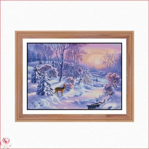 The Forest Snow Scenery Pattern Cross Stitch Kit 14CT 11CT Needlework Embroidery Set DIY Home Decoration Crafts Painting