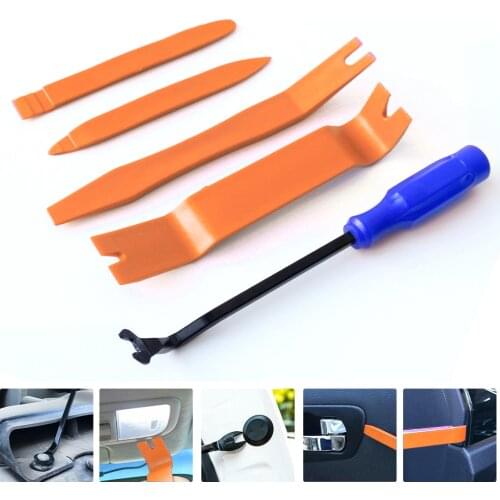 Blue Car Removal Tool + 4pcs/set Portable Vehicle Car Panel Audio Trim Removal Tool Set Kit Practical Car Repairing Hand Tools