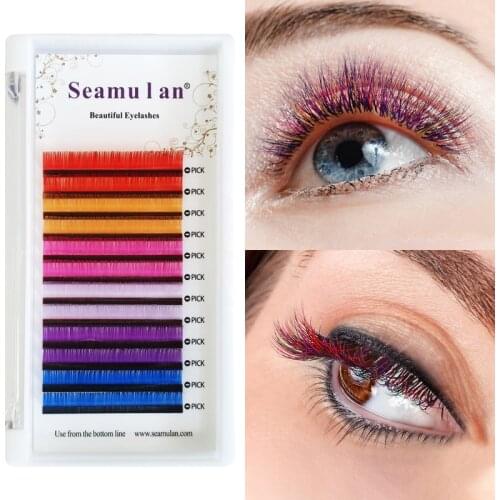 Mink eyelashes false lashes color eyelash individual colored lashes Faux volume eyelash extensions J/B/C/D makeup natutal lashes