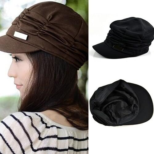 2017 New Women Fashion Pleated Peaked Cap Hat Casual s Travel Sunhat