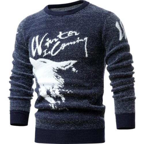 2021 New Winter Printing Sweater Men Animal Pattern Mens Sweater Casual O-neck Male Pullovers Slim Sweaters Pull Men