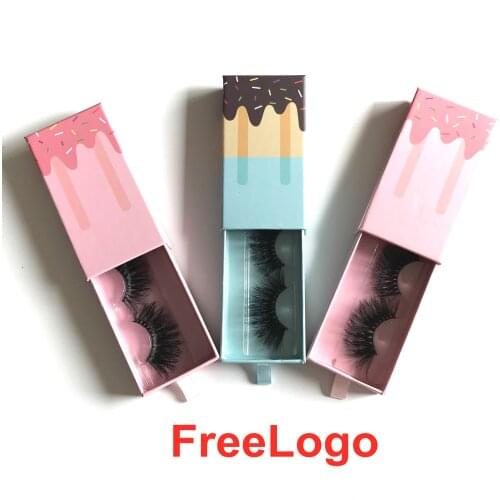 Ice cream NEW Eyelash Packaging Box Pairs Empty Lash Packaging Case 25mm Mink Lashes Box Eyelashes Package makeup free logo