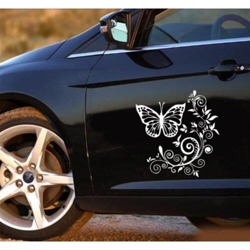 New Butterfly Flower Car Stickers Car Body Car Styling Removable Waterproof Stickers