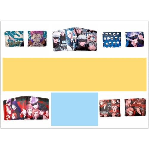 Anime Jujutsu Kaisen Logo New Cards Purse Boys Girls Boutique Color Printing Short Wallet Double Fold Wallet