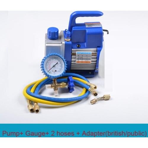 Single Stage 150W 2.5CFM Air Conditioning Vacuum Pump Deep HVAC Tool AC R410a R134 + Gauge+ 2 Hoses
