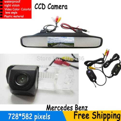 4.3' Mirror Monitor Parking + Car Rearview HD CCD Camera for Benz C-Class W203 E-Class W211 CLS-Class 300 W219 R350 R500 ML350