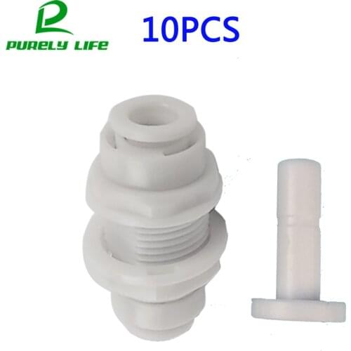 10PCS bulkhead union clapboard 1/4" fast joint Water purifier pipe fitting No buckle 1/4" Bulkhead adapter bulkhead connector