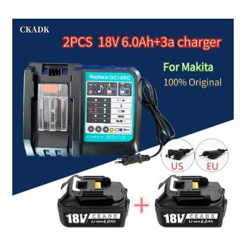 BL1860 Rechargeable Batteries18V 6000mAh Lithium Ion for Makita 18v Battery 6Ah BL1840 BL1850 BL1830 BL1860B LXT400 With Charger