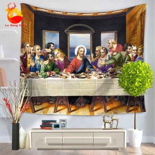 Modern Contracted Style Art Oil Painting Jesus Character Printing Decorative Wall Tapestries Beach Towel