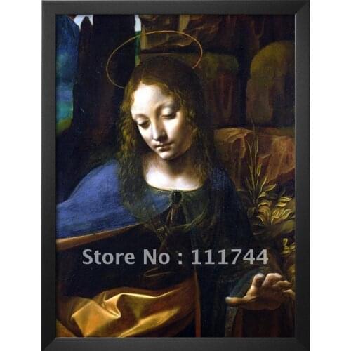 Modern art Oil Painting Detail of the Head of the Virgin from the Virgin of the Rocks By Leonardo Da Vinci canvas High quality