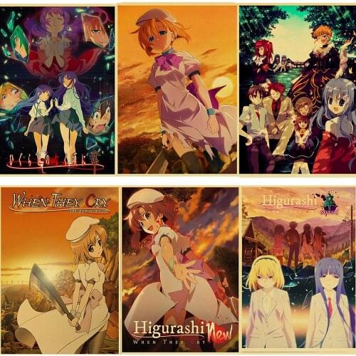 Vintage Higurashi when they cry Retro poster Poster Room Decor Art Home For Living Room Prints