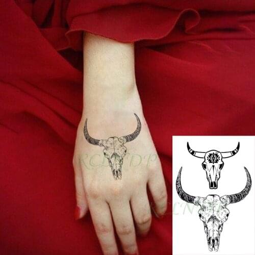 Waterproof Temporary Tattoo Sticker Bull Cow Goat Horn Totem Fake Tatto Flash Tatoo Small Body Art for Kids Men Women