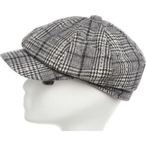 Octagonal cap Autumn Winter Unisex Outdoor leisure hat Fashion lattices line elegance Newsboy cap Octagonal cap for women