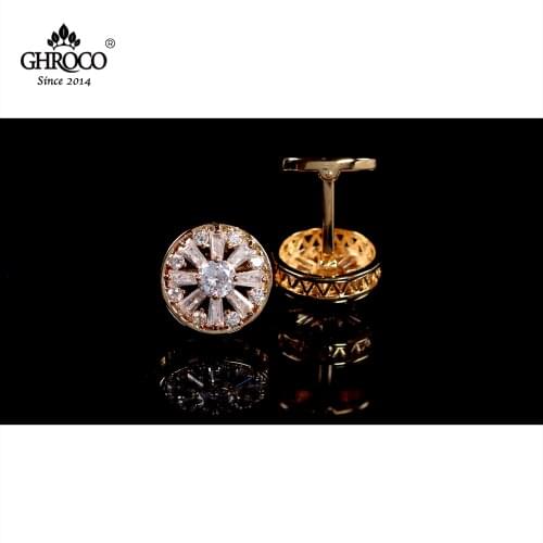 CHROCO High-Quality Exquisite Gold Plated Zircon Classic Shirt Cufflinks Fashion Luxury Gift for Business Men and Wedding