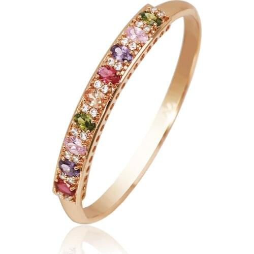 MxGxFam 2019 New Colorful Zircon Bangles and Bracelets for Women 18 cm Fashion Gold Color Jewelry