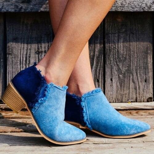 Winter Women Boots Canvas Faux Suede Slim Ankle Point Toe Platform Antiskid Bottom High Thick Heels Ladies Shoes Zapatos Mujer