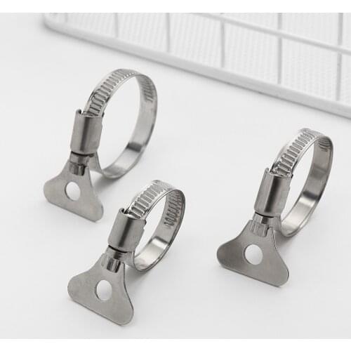 10pcs stainless steel car hose clamp Tri adjustable worm fuel line clamp Fasterner 8mm tube clamp gear clip Spring clip 4Sizes