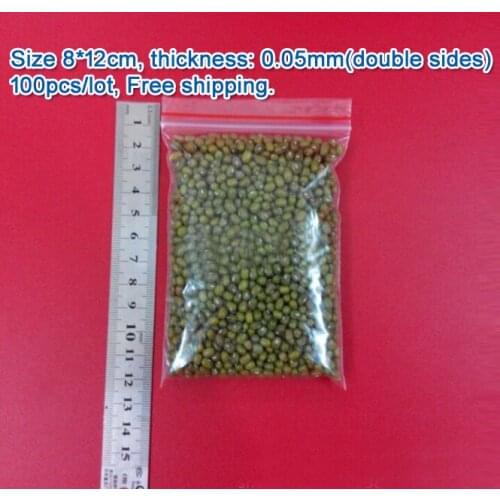 100pcs/lot high quality Transparent PE Zip Lock jewelry Gift Packaging Bags, 8*12cm clear plastic bags for clothing storage