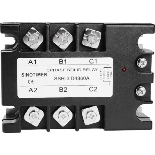 SINOTIMER brand 3 Phase Solid State Relay 60DA AC Output 3-32V DC to 30-480V AC 60A Module Switch Relay relais DC-AC D4860A