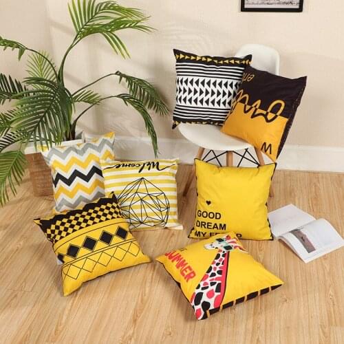 45*45cm/Pc Pillowcase Nordic Geometry Pillow Cushion Covers Yellow Decorative Throw Pillows Cover Peach Skin For Sofa Home Decor
