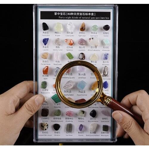 48pcs Natural Mineral Gemstone Rocks Crystal Polished Science Stones Collection Supplies Valentines Day Present Gift